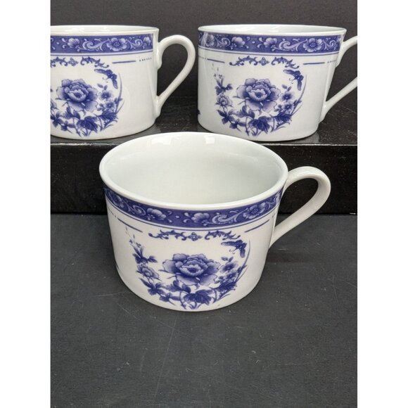 Formalities by Baum Bros Blue Rose Collection Flat Coffee Cup 6 Oz Lot of 3 - Picture 4 of 8